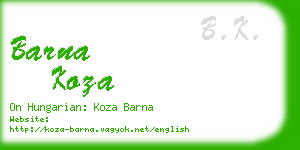 barna koza business card